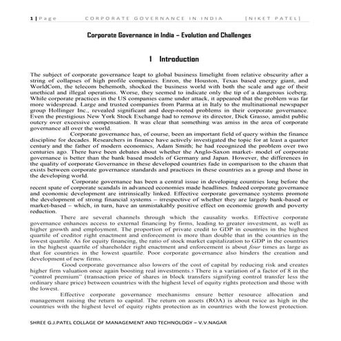 Corporate governance in india PART 1
