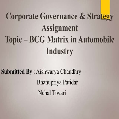 BCG MAtrix in Automobile Industry