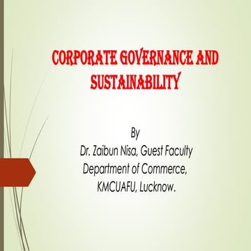 Corporate governance & sustainable development