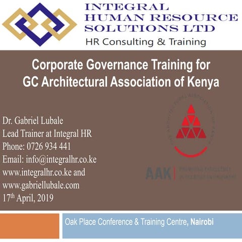 Corporate governance training for Governing Council Members and Secretariat