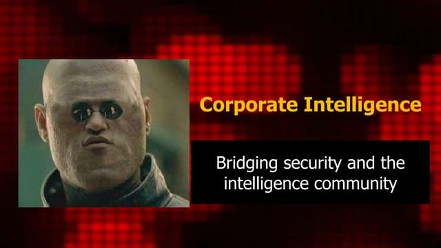 Corporate Intelligence: Bridging the security and intelligence community