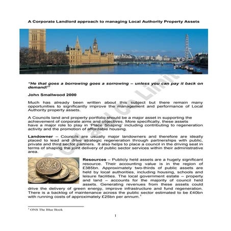 A Corporate Landlord approach to managing Local Authority Property Assets