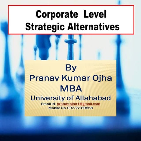Corporate  level strategic alternatives