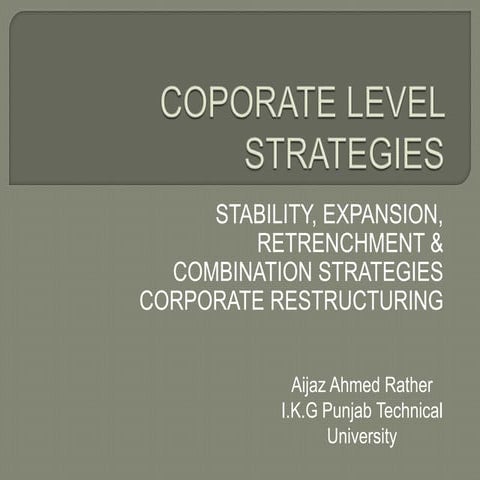 Corporate level strategies by AijazAryan