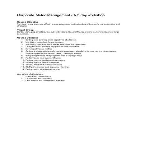 Corporate Metric Management