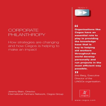 Corporate philanthropy and how it is evolving 2011
