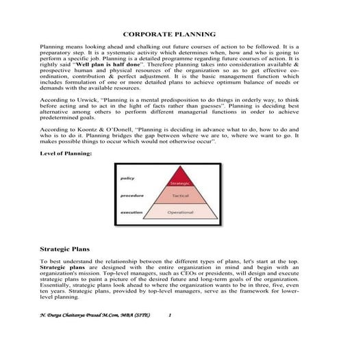 MS Unit V Corporate planning