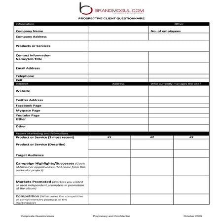 Corporate Questionnaire