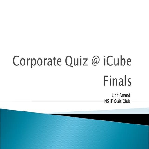 Corporate Quiz @ iCube - Finals