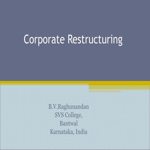 Mergers & Acquisitions-Corporate Restructuring-B.V.Raghunandan