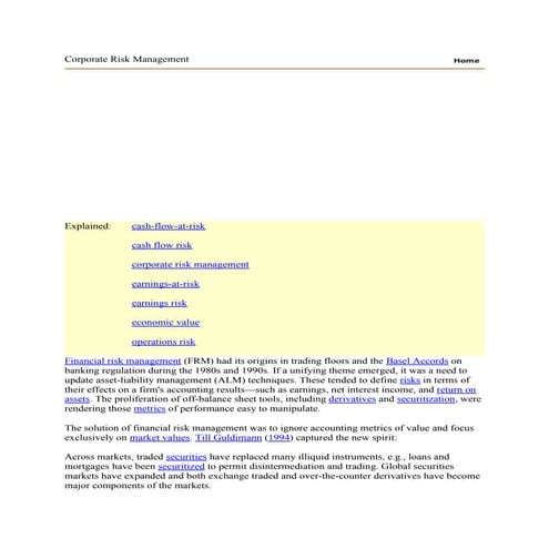 Corporate risk management