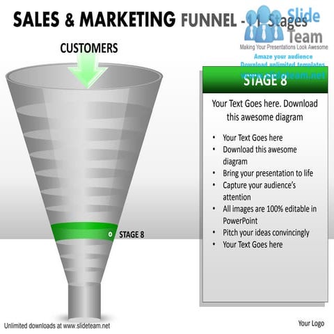 Corporate sales & marketing funnel 11 power point slides and ppt diagram temp...