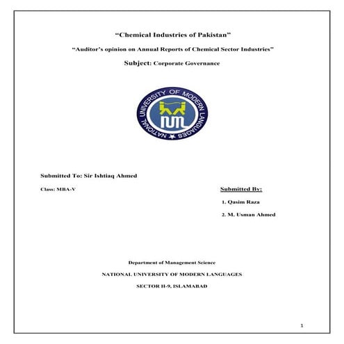 Auditor's Opinion on Chemical Industry