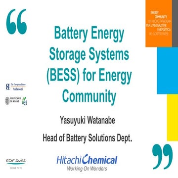 Energy Community: Yasuyuki Watanabe - Battery Energy  Storage Systems (BESS)