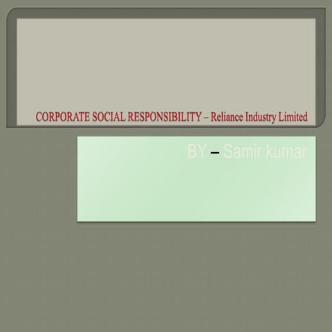 Corporate social responsibility of RIL