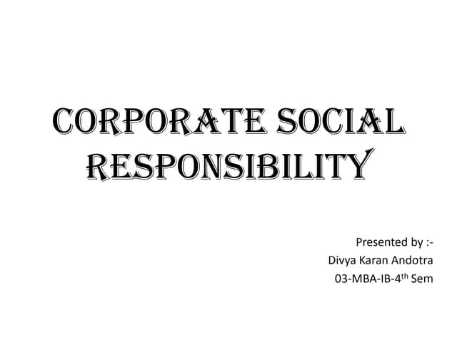 Corporate social responsibility