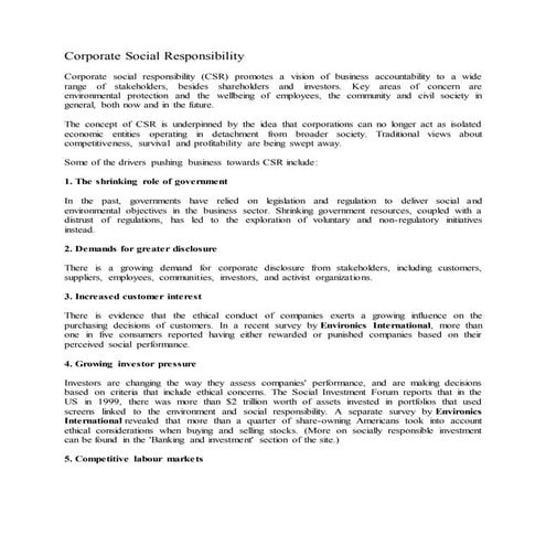 Corporate social responsibility