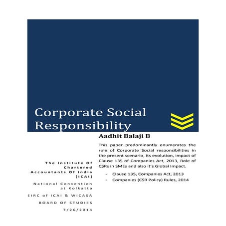 Corporate social responsibility - Aadhit B Balaji 