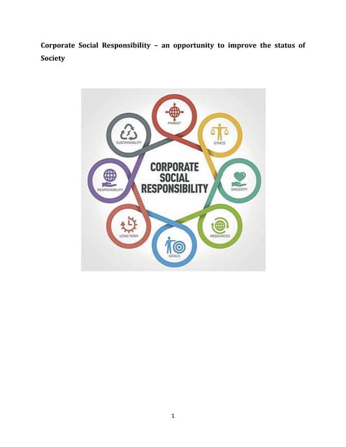 Corporate social responsibility   an opportunity to improve the status of soc...