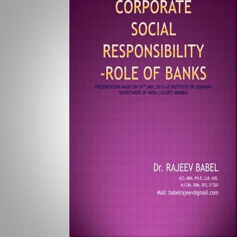 Corporate social responsibility   role of banks