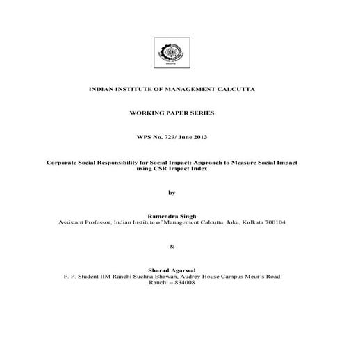 Corporate social responsibility for social impact