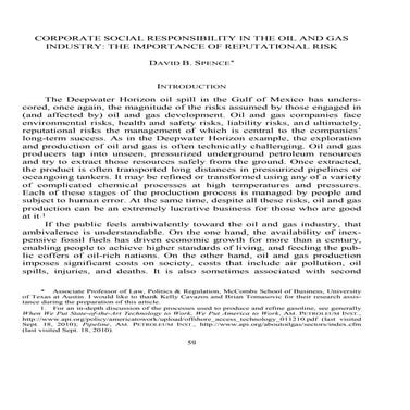 Corporate social responsibility in the oil and gas