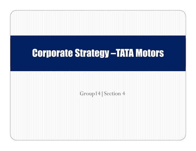 Corporate strategy Tata Motors