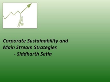 Corporate Sustainability Main Stream Strategy