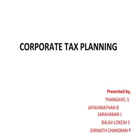 Corporate tax planning