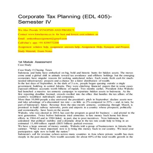 Corporate Tax Planning 