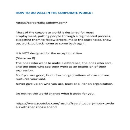 Find success in Corporate world do well.