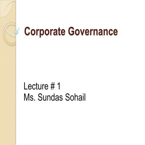 Corporate governance lecture 1