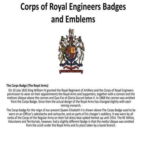 Corps of royal engineers badges and emblems