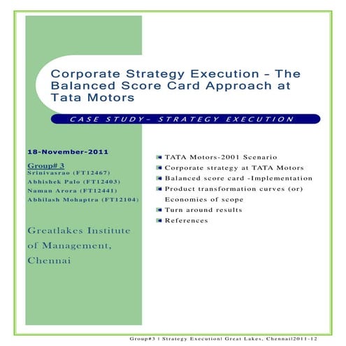 Balanced Score card-Corporate Strategy
