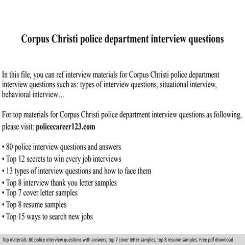 Corpus christi police department interview questions | PPTX
