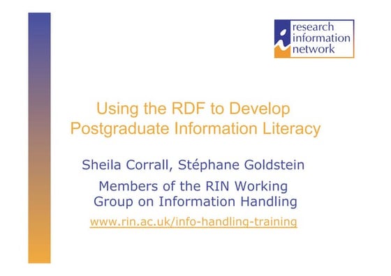 Corrall & Goldstein - Using the Researcher Development Framework to Develop P...
