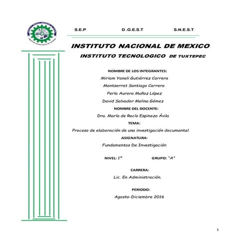PROCESO DE ELABORACION DE UNA INVESTIGACION DOCUMENTAL