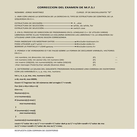 Correccion del examen de m