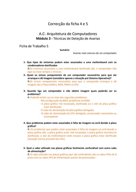 Correcção da ficha 4 e 5