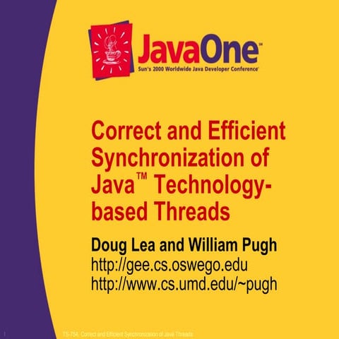 Correct and efficient synchronization of java thread | PPT