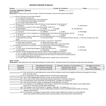 Corrected TOS. and Examination for second year students | DOCX