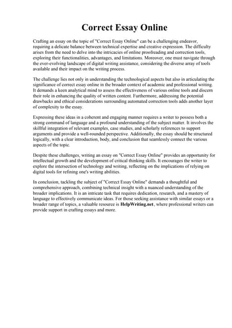 Correct Essay Online PDF Correct Essay Online PDF