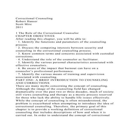 Correctional CounselingRobert HanserScott Mire20111 The .docx