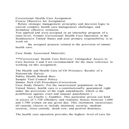 Correctional Health Care AssignmentCourse Objective for Assignme.docx
