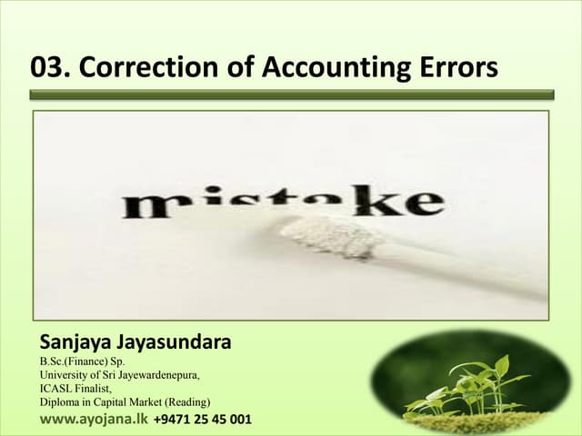 Correction of accounting errors