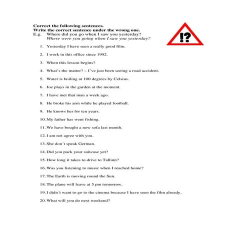 English Tenses - Correction of Mistakes