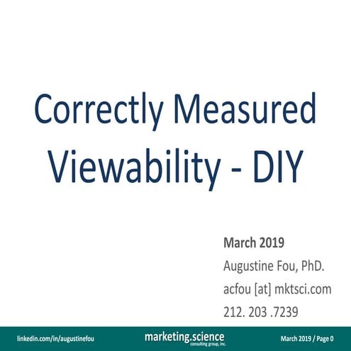 Correctly Measured Viewability DIY March 2019