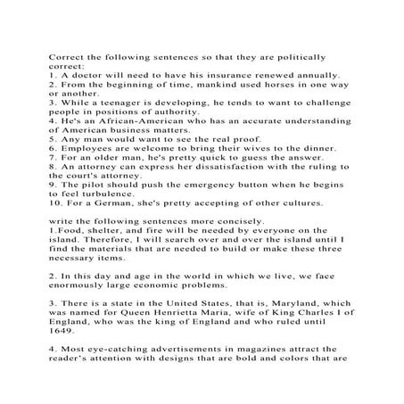 I. The following paragraph contains sentences that are irrelev | DOCX