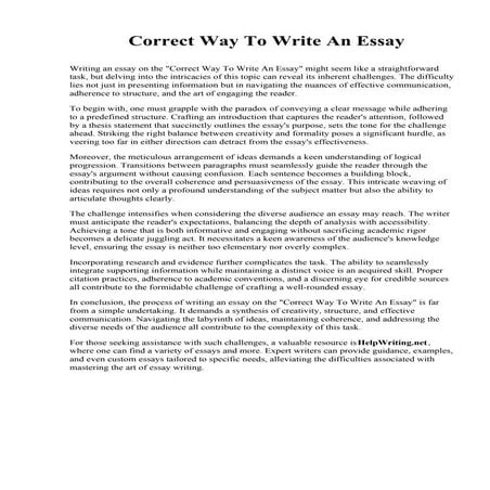 Correct Way To Write An Essay. Chamberlain University