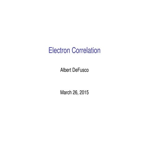 Introduction to Electron Correlation